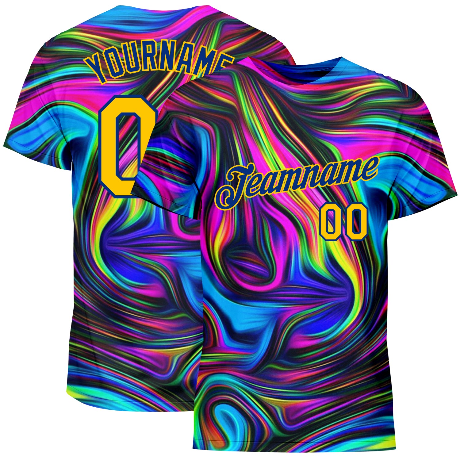 Custom 3D Pattern Design Abstract Colorful Psychedelic Fluid Art Performance T-Shirt