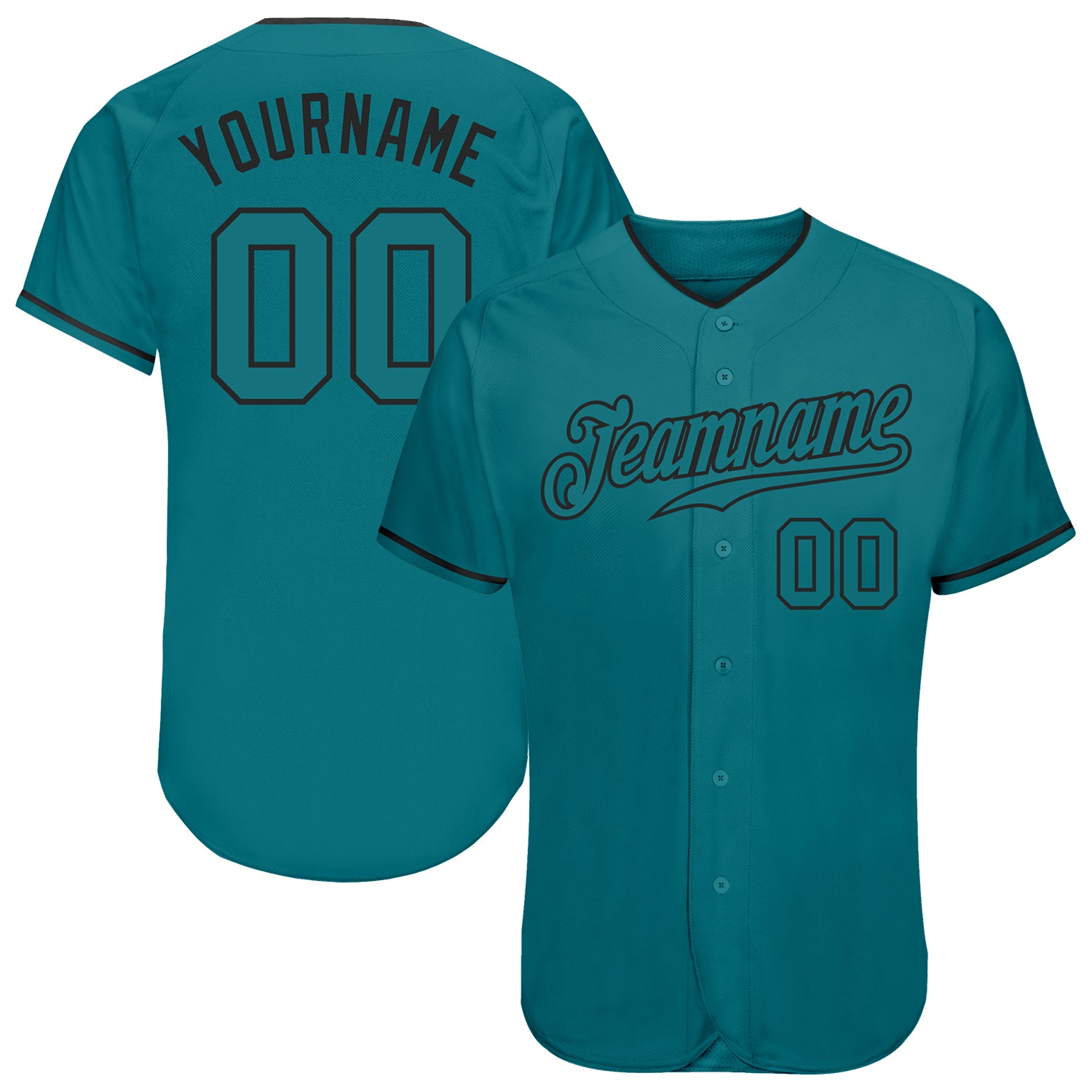 Custom Aqua Aqua-Black Authentic Baseball Jersey