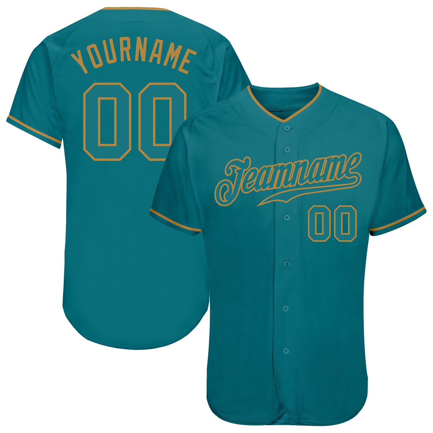 Custom Aqua Aqua-Old Gold Authentic Baseball Jersey