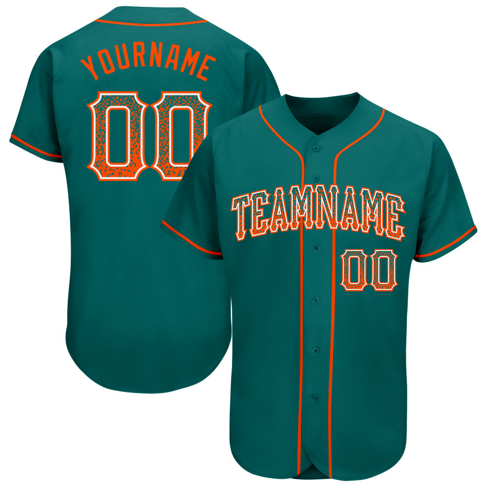 Custom Aqua Orange-White Authentic Drift Fashion Baseball Jersey