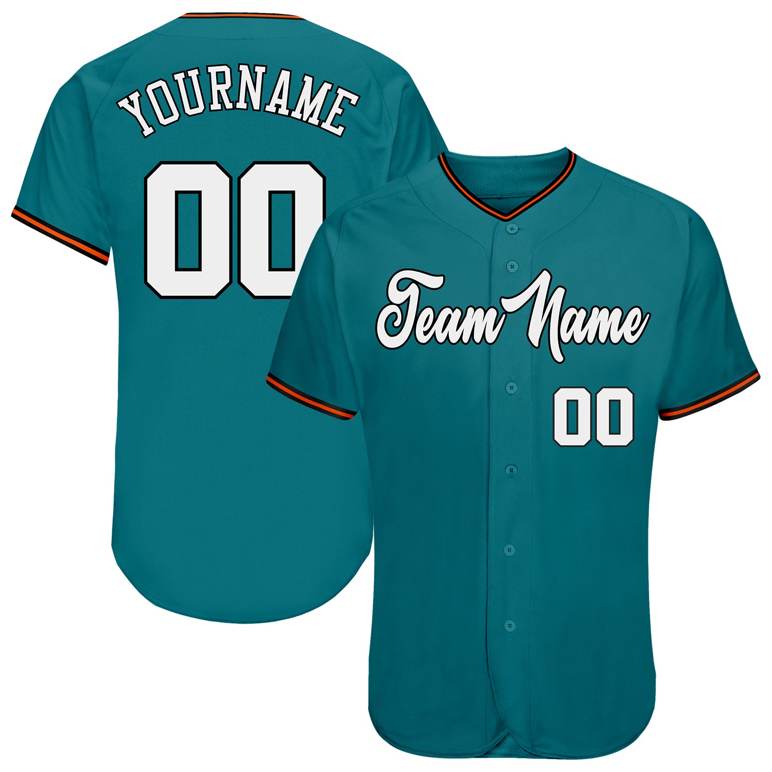 Custom Aqua White-Orange Authentic Baseball Jersey