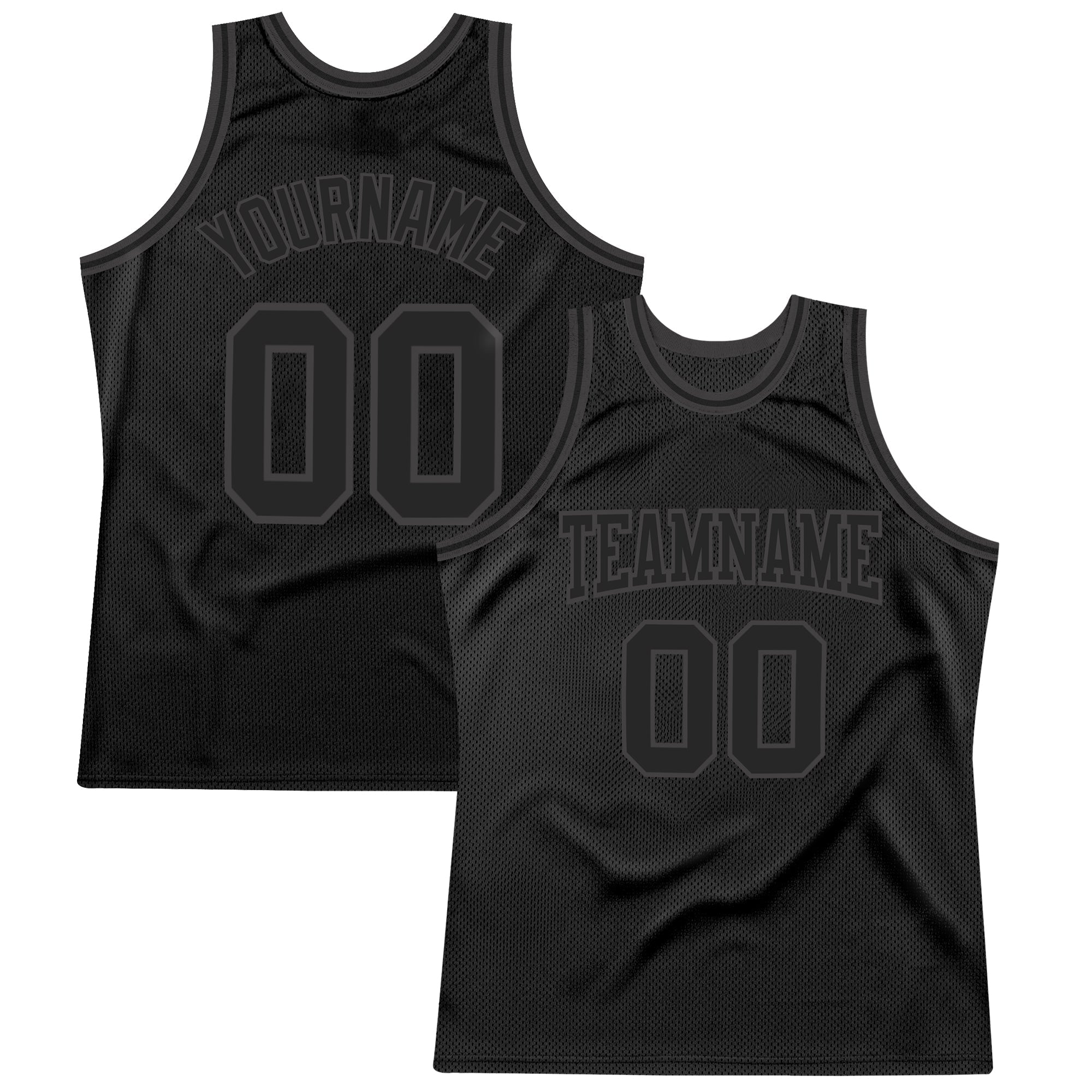Custom Black Black-Dark Gray Authentic Throwback Basketball Jersey