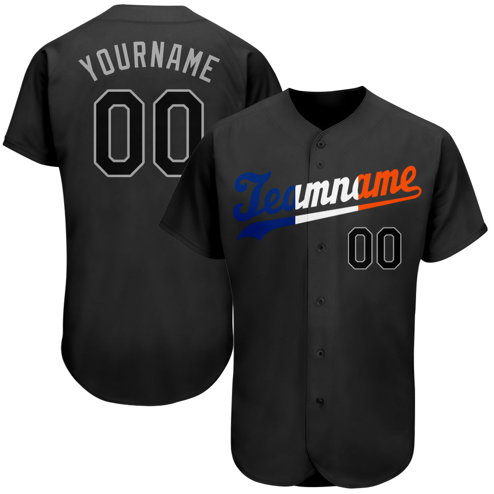 Custom Black Black-Orange Authentic Baseball Jersey