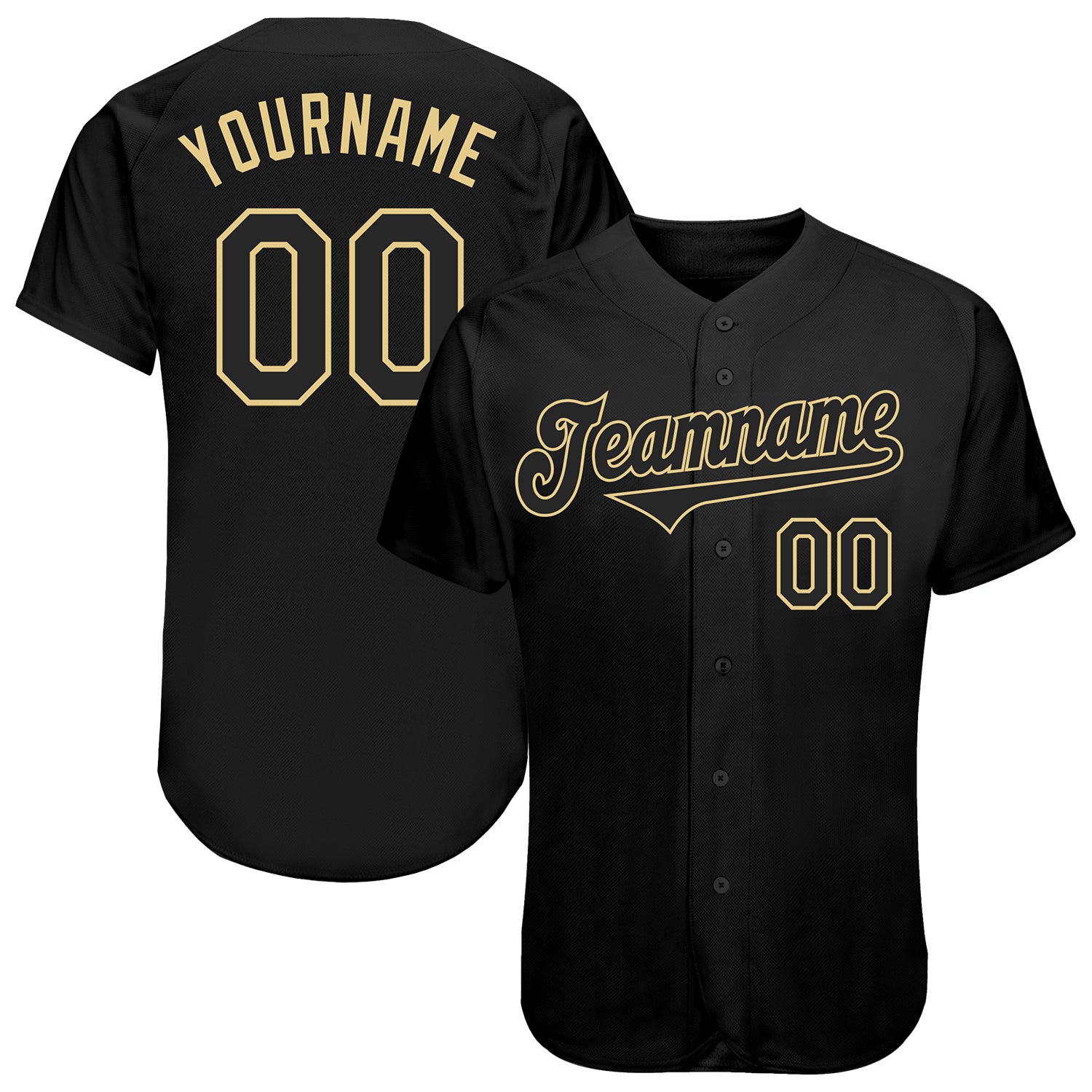 Custom Black Black-Vegas Gold Authentic Baseball Jersey