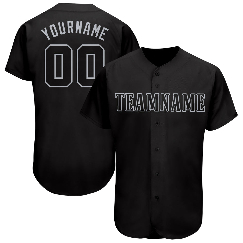 Custom Black Gray Baseball Jersey