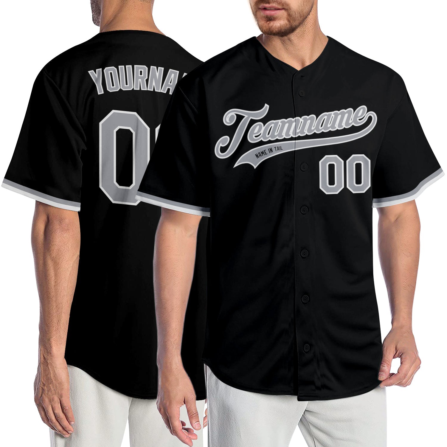 Custom Black Gray-White Authentic Baseball Jersey