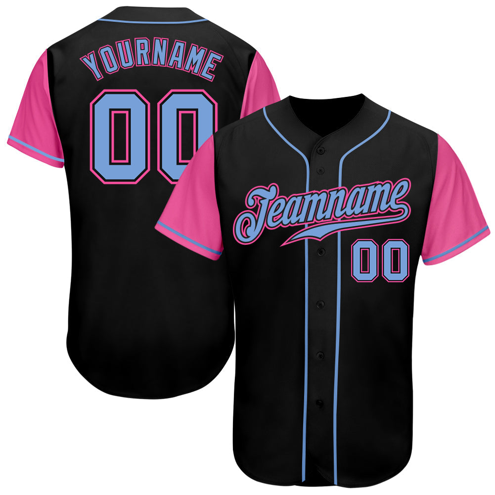 Custom Black Light Blue-Pink Authentic Two Tone Baseball Jersey