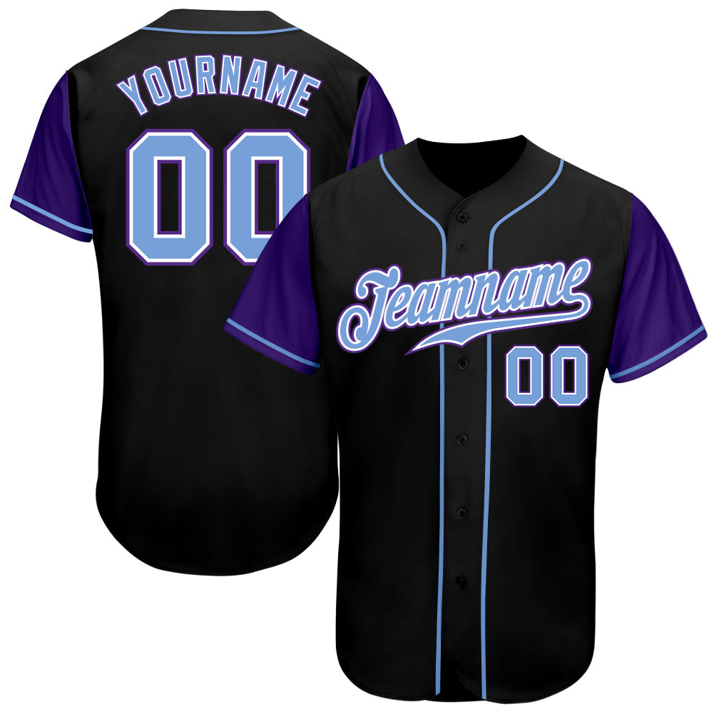 Custom Black Light Blue-Purple Authentic Two Tone Baseball Jersey