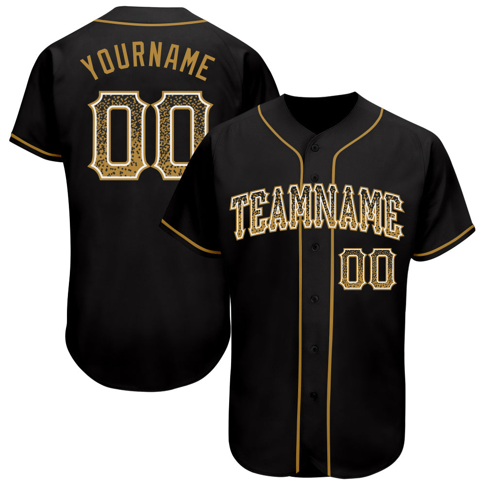 Custom Black Old Gold-White Authentic Drift Fashion Baseball Jersey