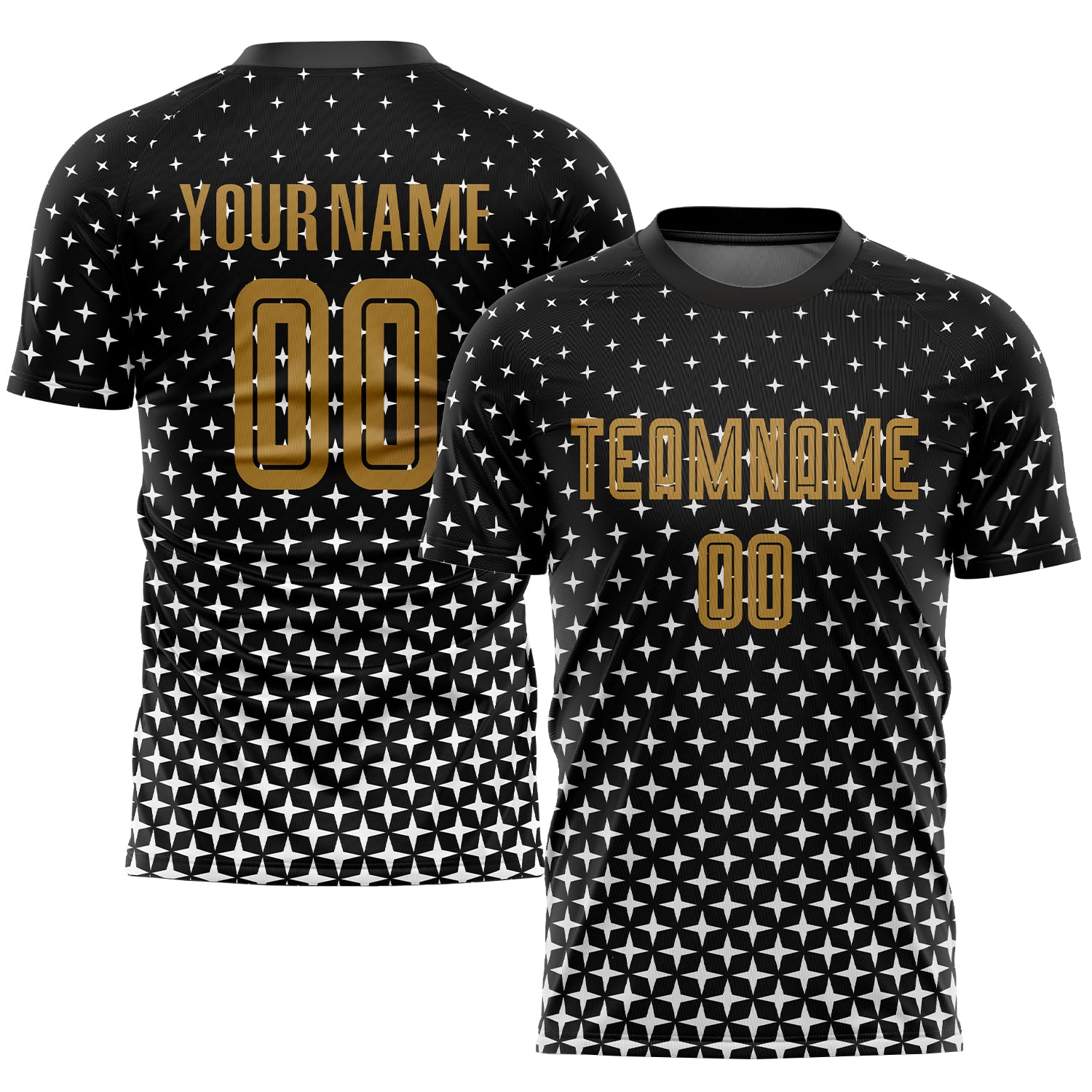 Custom Black Old Gold-White Sublimation Soccer Uniform Jersey