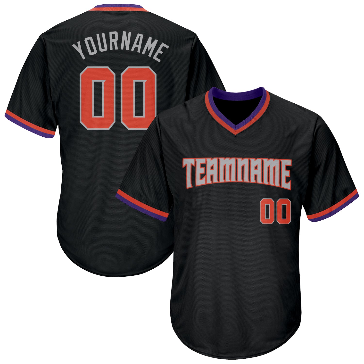 Custom Black Orange-Gray Authentic Throwback Rib-Knit Baseball Jersey Shirt