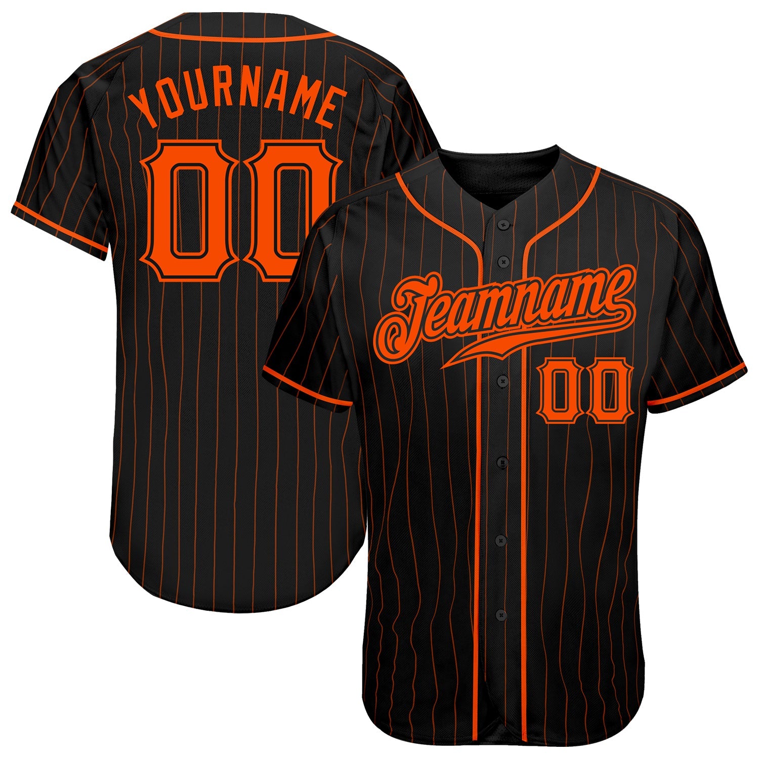 Custom Black Orange Pinstripe Orange-Black Authentic Baseball Jersey