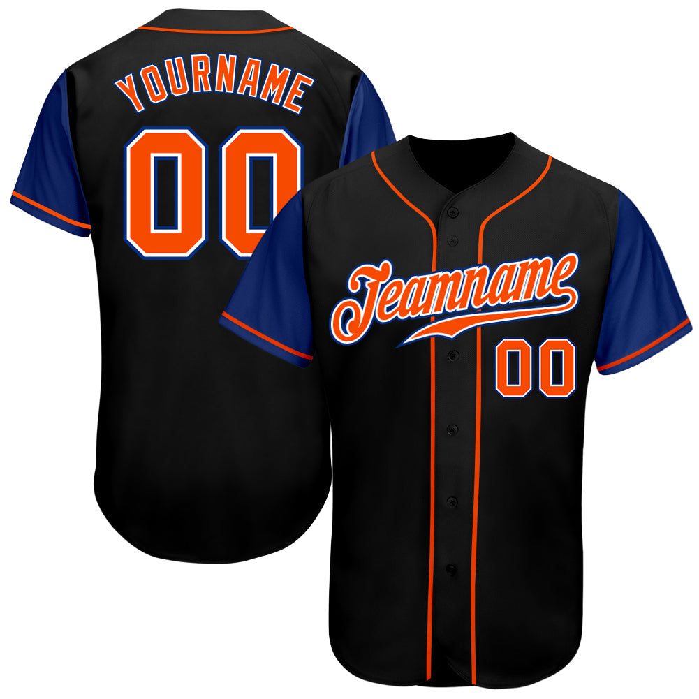 Custom Black Orange-Royal Authentic Two Tone Baseball Jersey