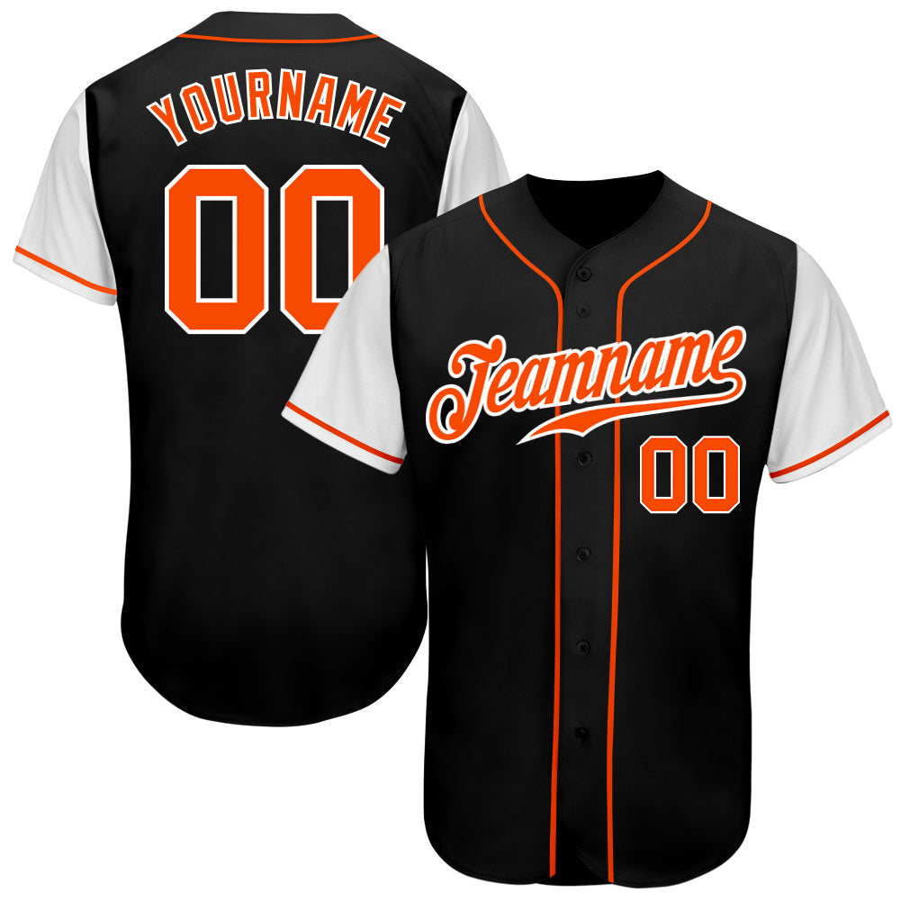 Custom Black Orange-White Authentic Two Tone Baseball Jersey