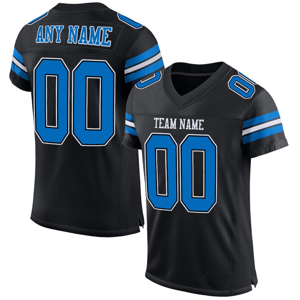 Custom Black Panther Blue-White Mesh Authentic Football Jersey