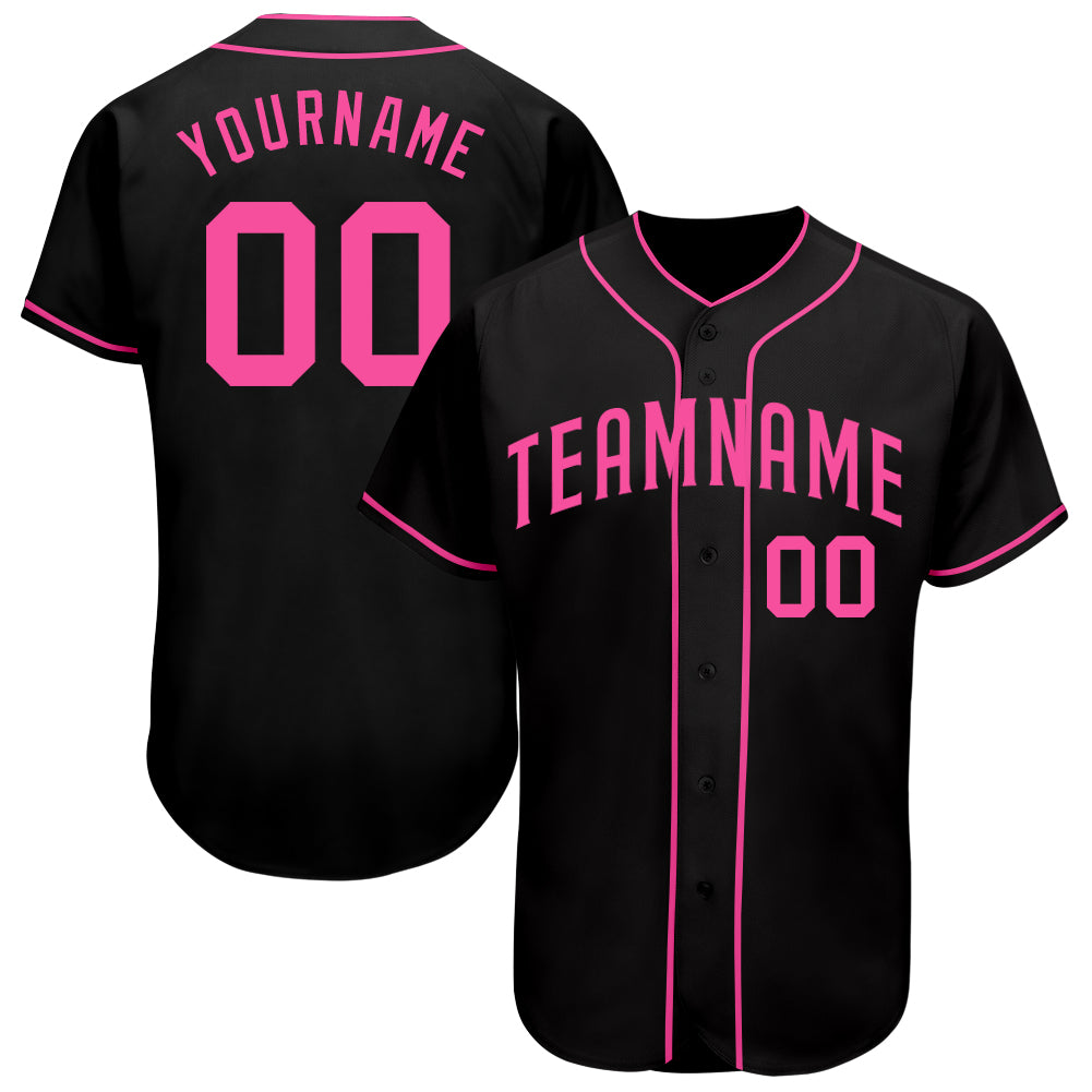 Custom Black Pink Authentic Baseball Jersey