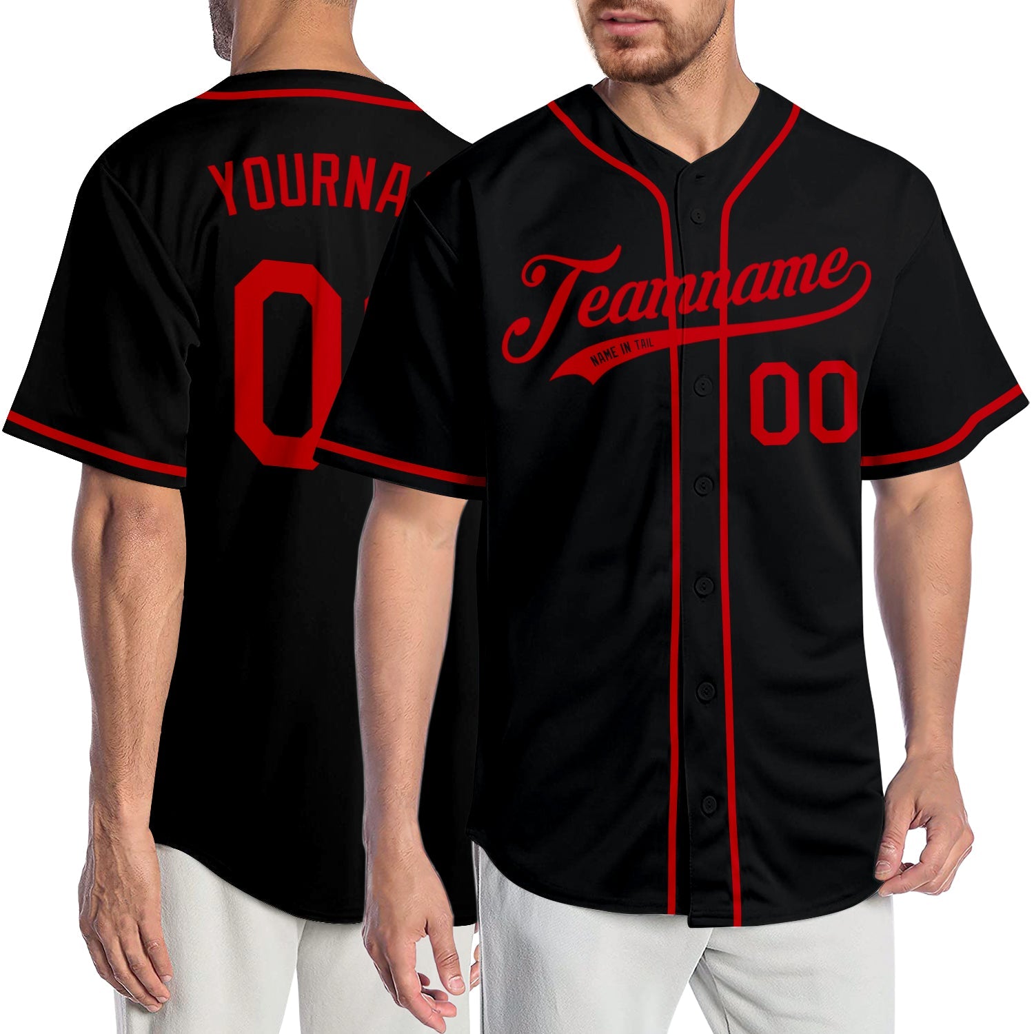 Custom Black Red Authentic Baseball Jersey