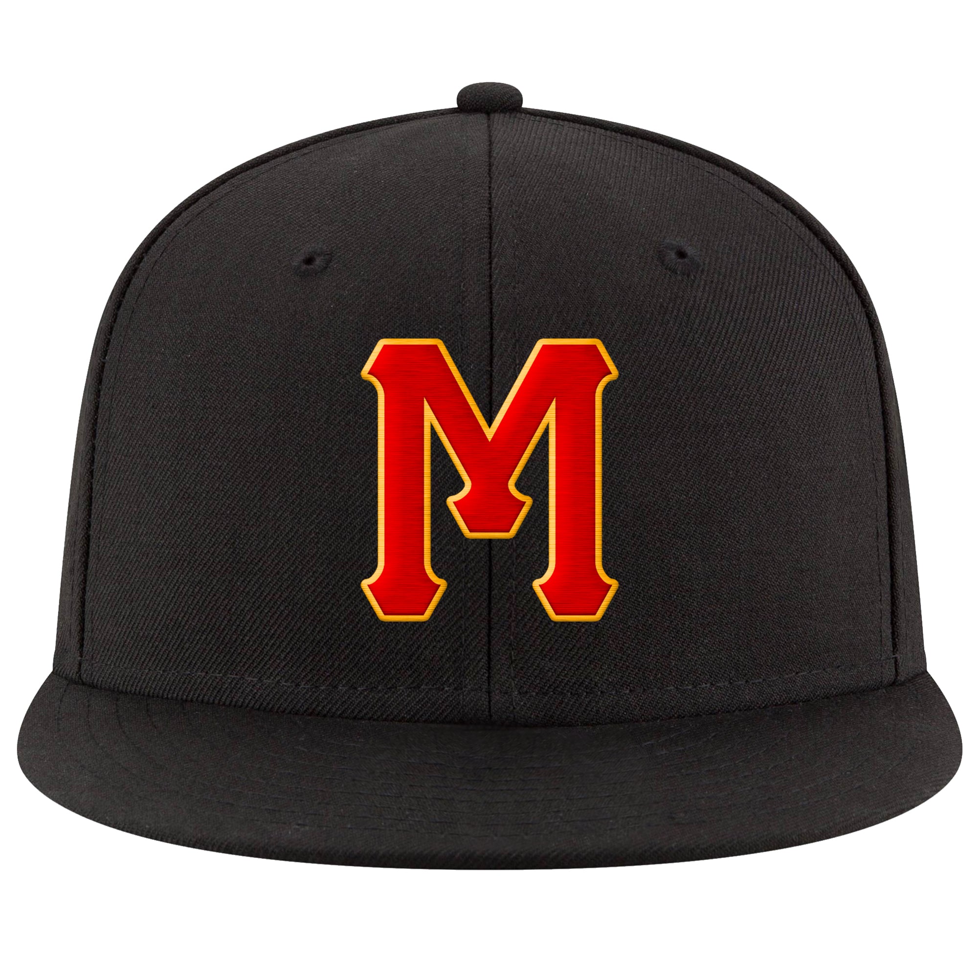 Custom Black Red-Gold Stitched Adjustable Snapback Hat