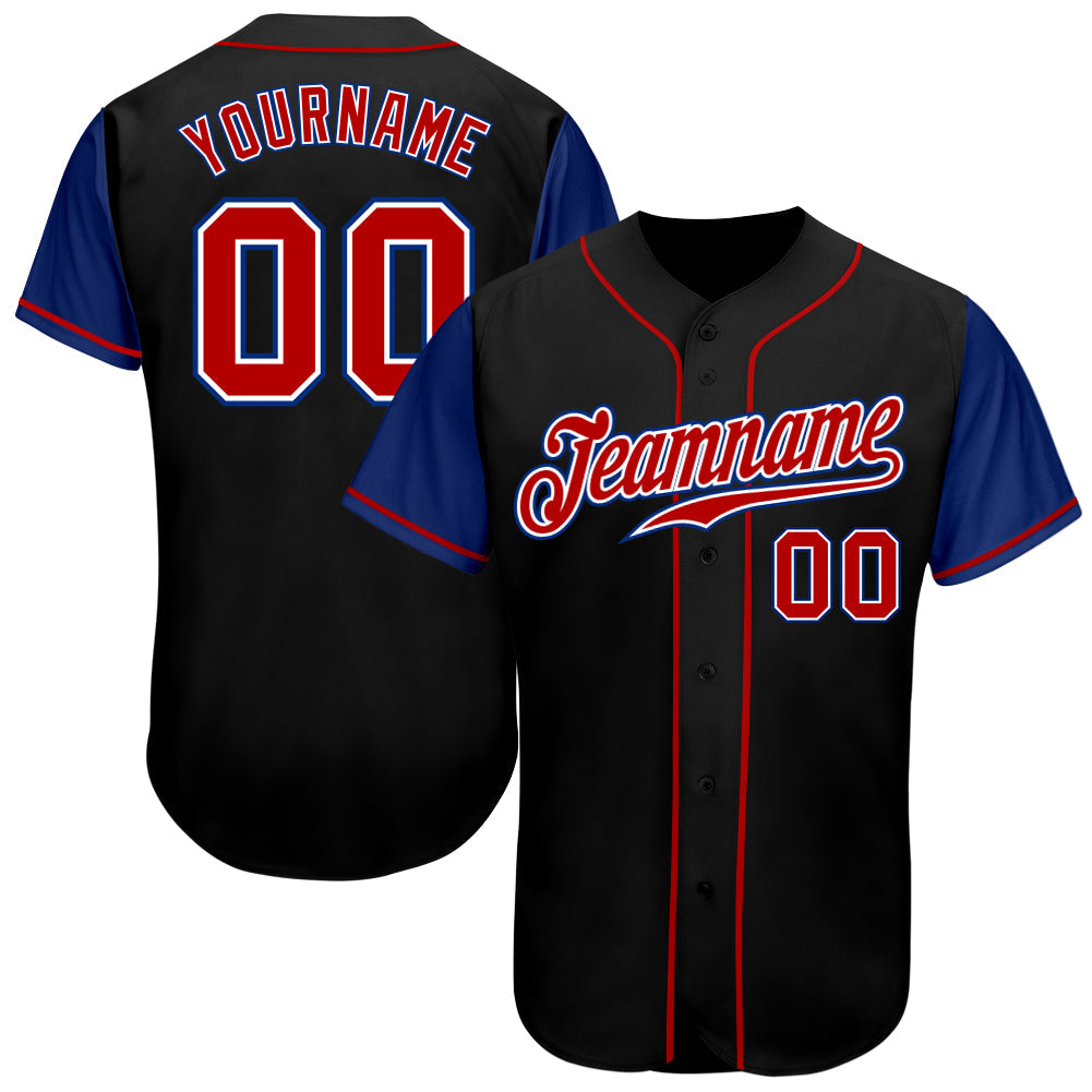 Custom Black Red-Royal Authentic Two Tone Baseball Jersey