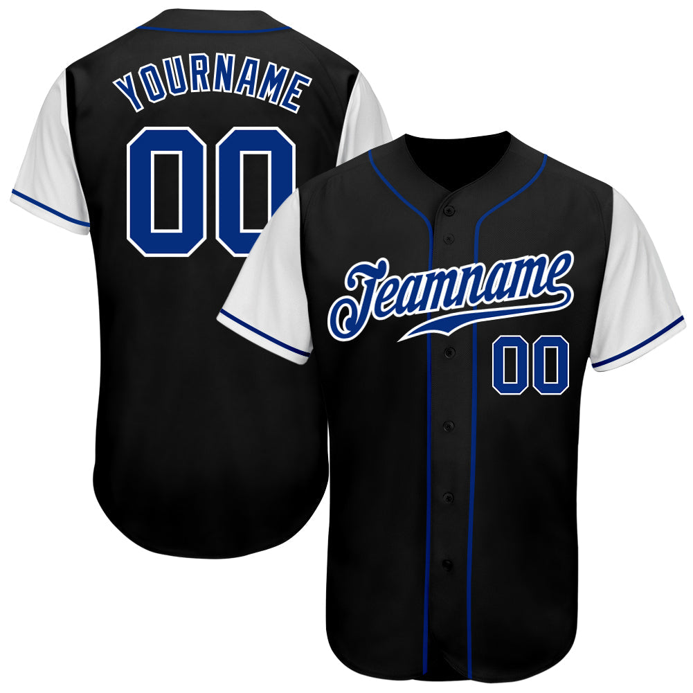 Custom Black Royal-White Authentic Two Tone Baseball Jersey