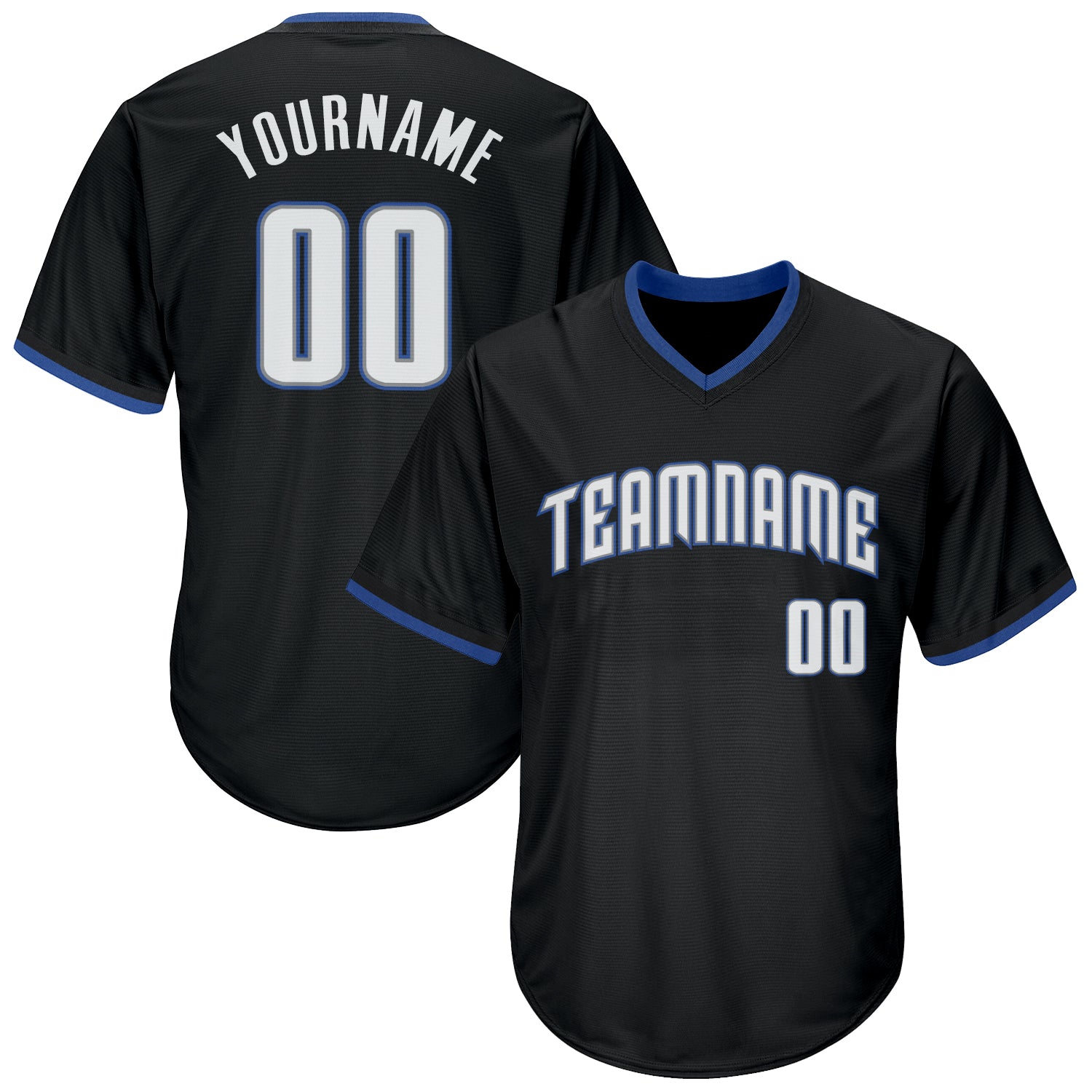 Custom Black White-Blue Authentic Throwback Rib-Knit Baseball Jersey Shirt