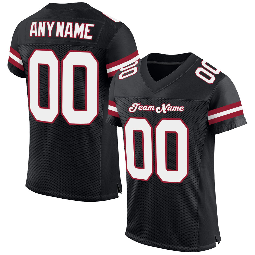 Custom Black White-Cardinal Mesh Authentic Football Jersey