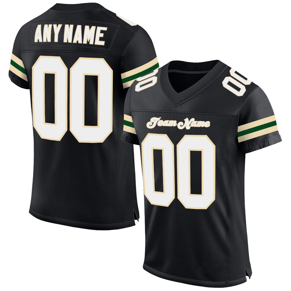 Custom Black White-Cream Mesh Authentic Football Jersey