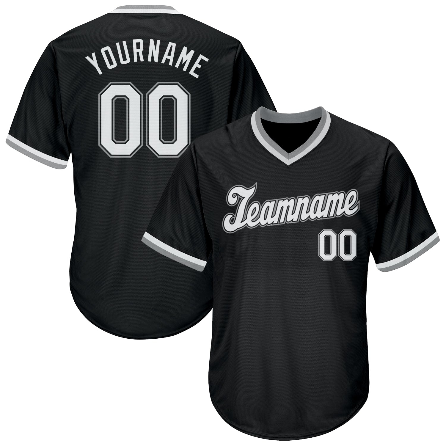 Custom Black White-Gray Authentic Throwback Rib-Knit Baseball Jersey Shirt