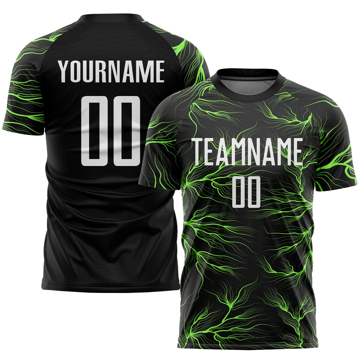 Custom Black White-Neon Green Sublimation Soccer Uniform Jersey