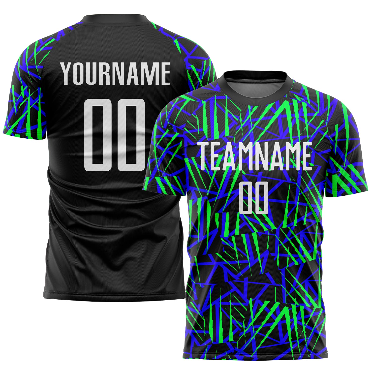 Custom Black White-Neon Green Sublimation Soccer Uniform Jersey