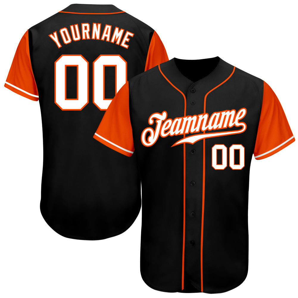 Custom Black White-Orange Authentic Two Tone Baseball Jersey