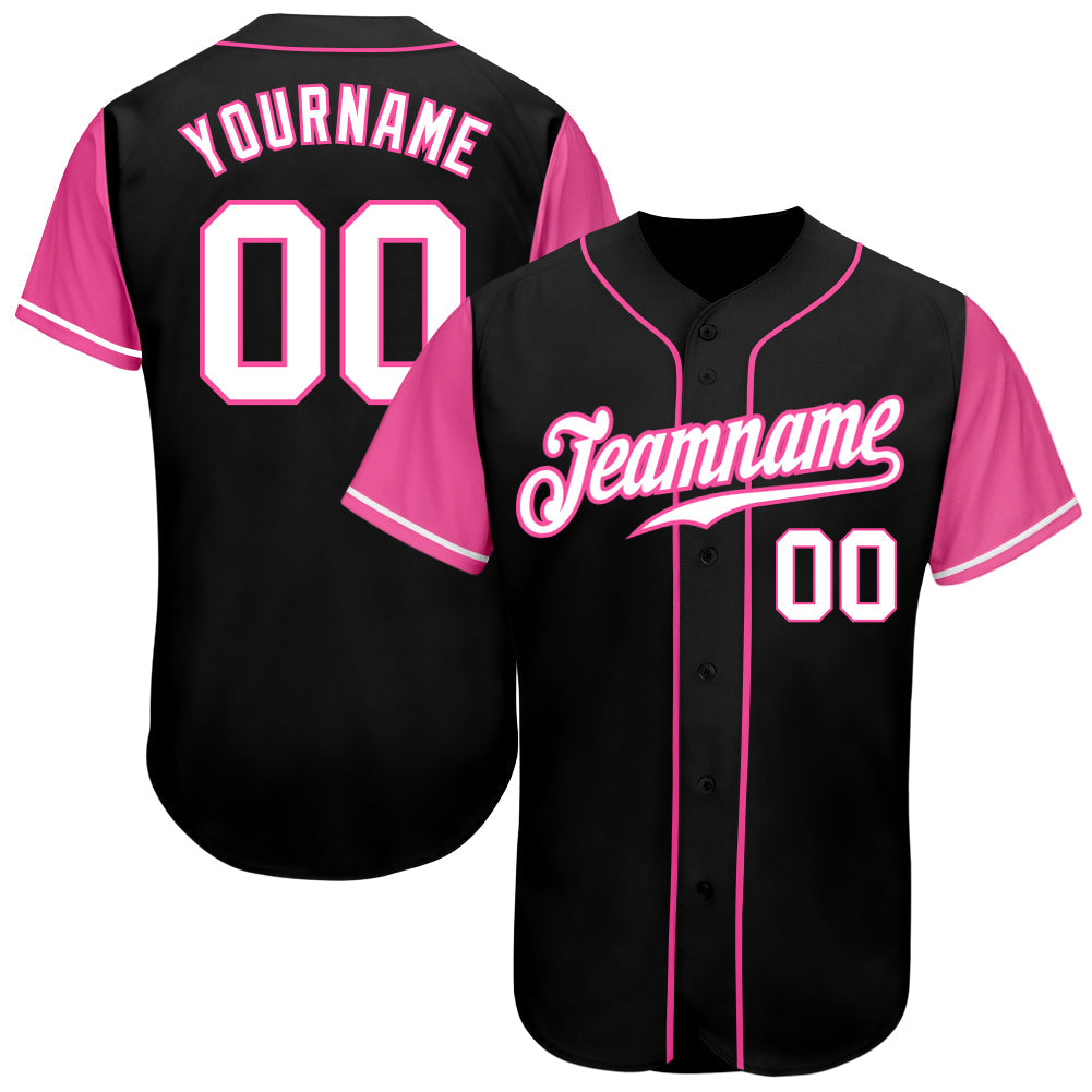 Custom Black White-Pink Authentic Two Tone Baseball Jersey