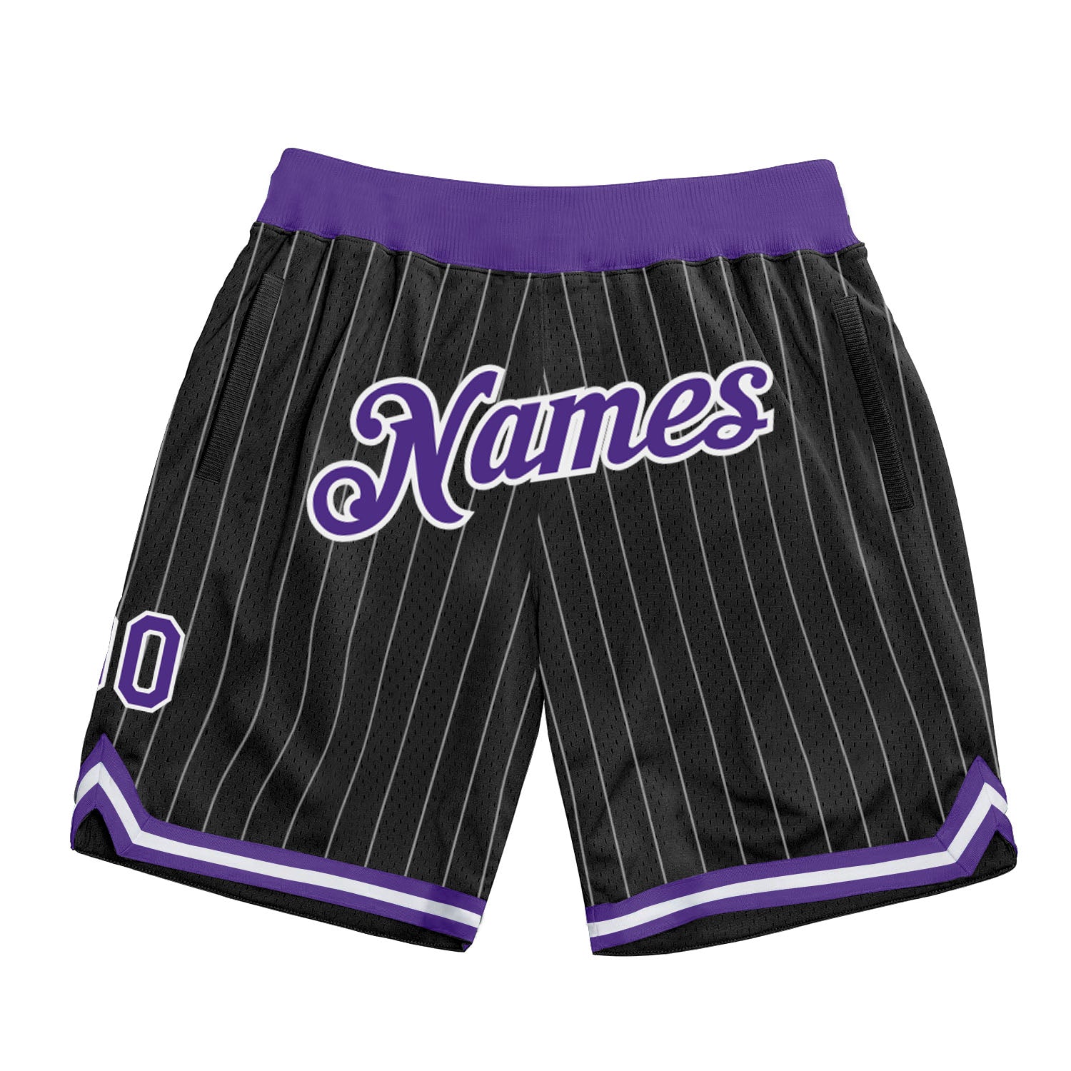 Custom Black White Pinstripe Purple-White Authentic Basketball Shorts