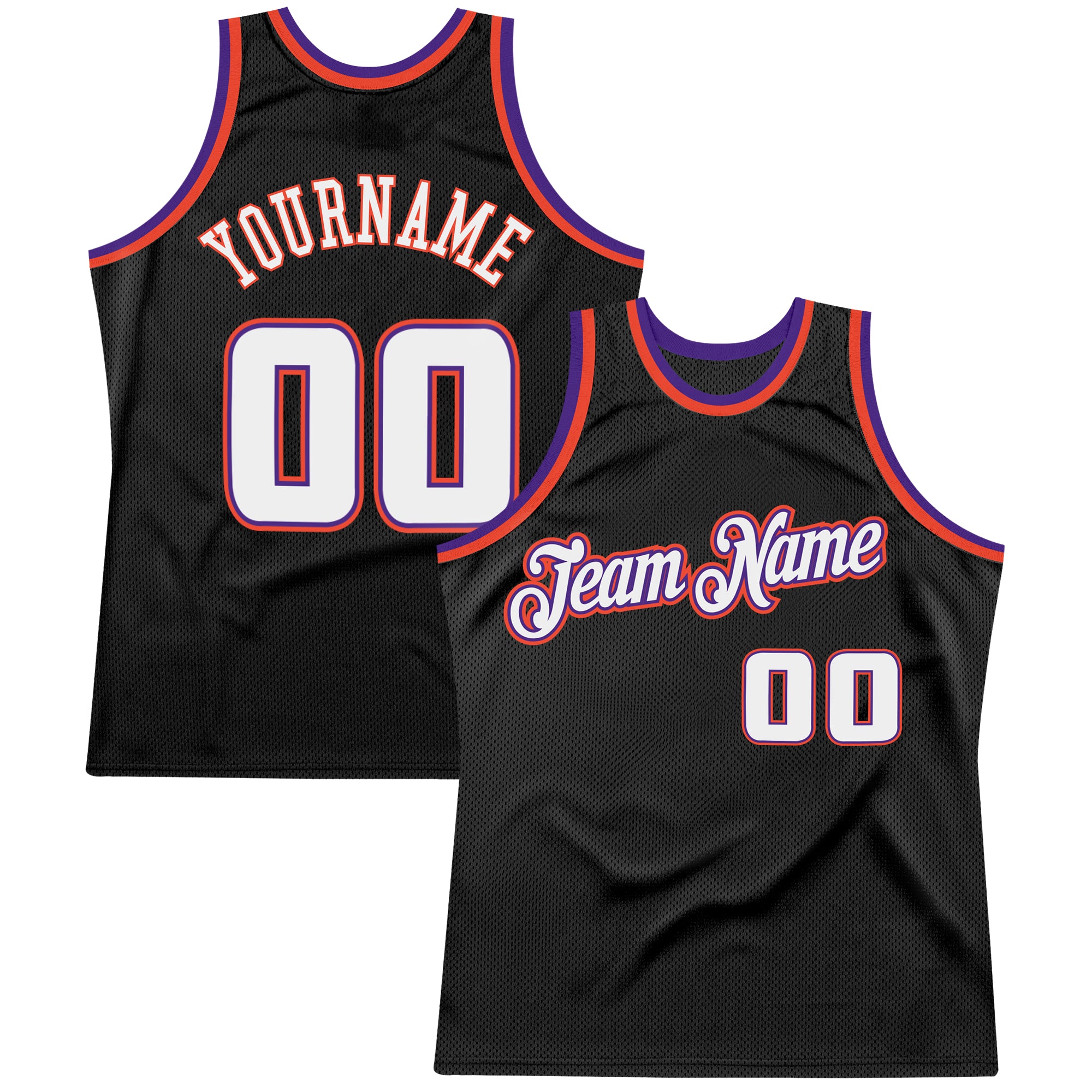 Custom Black White-Purple Authentic Throwback Basketball Jersey