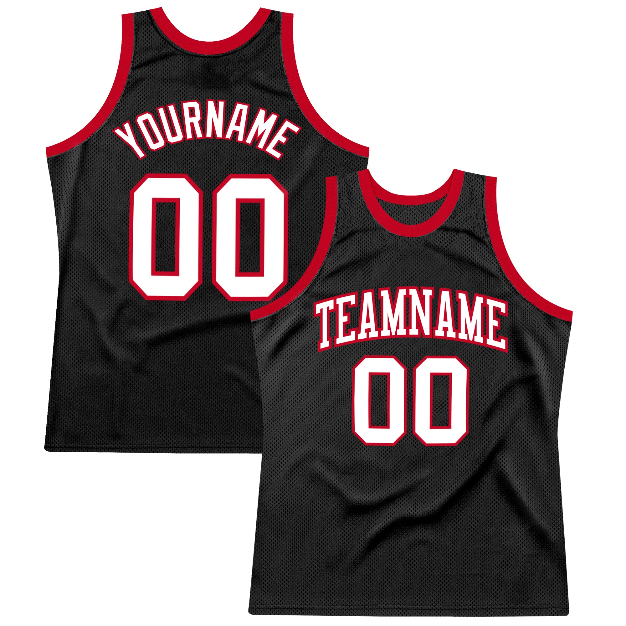 Custom Black White-Red Authentic Throwback Basketball Jersey