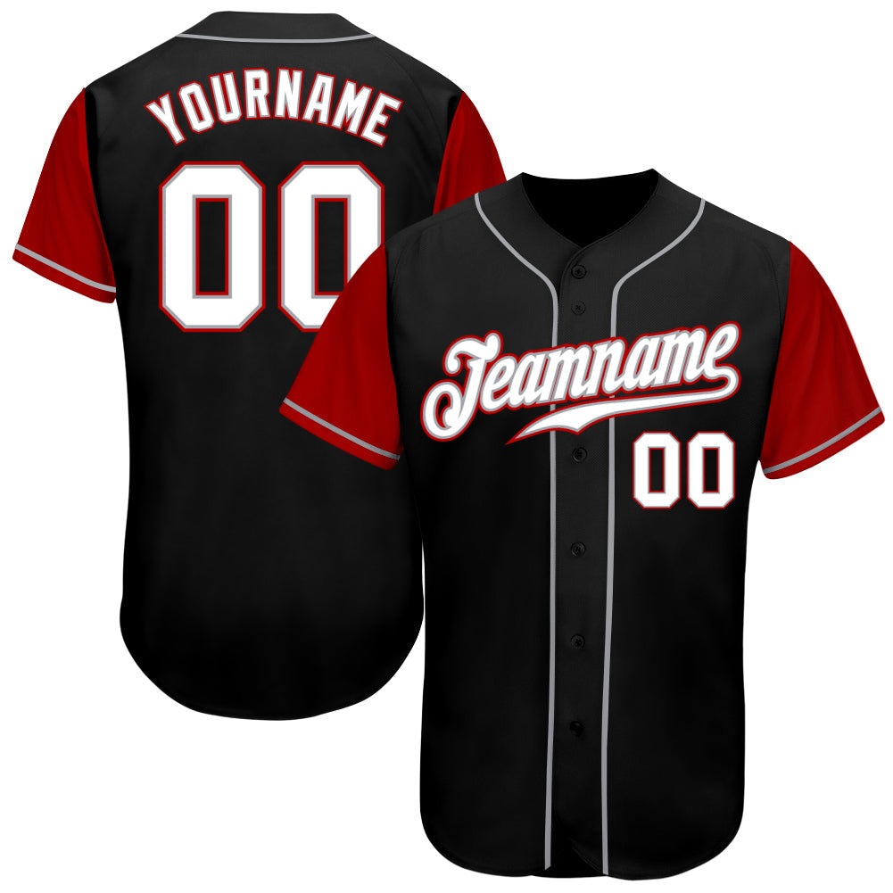 Custom Black White-Red Authentic Two Tone Baseball Jersey