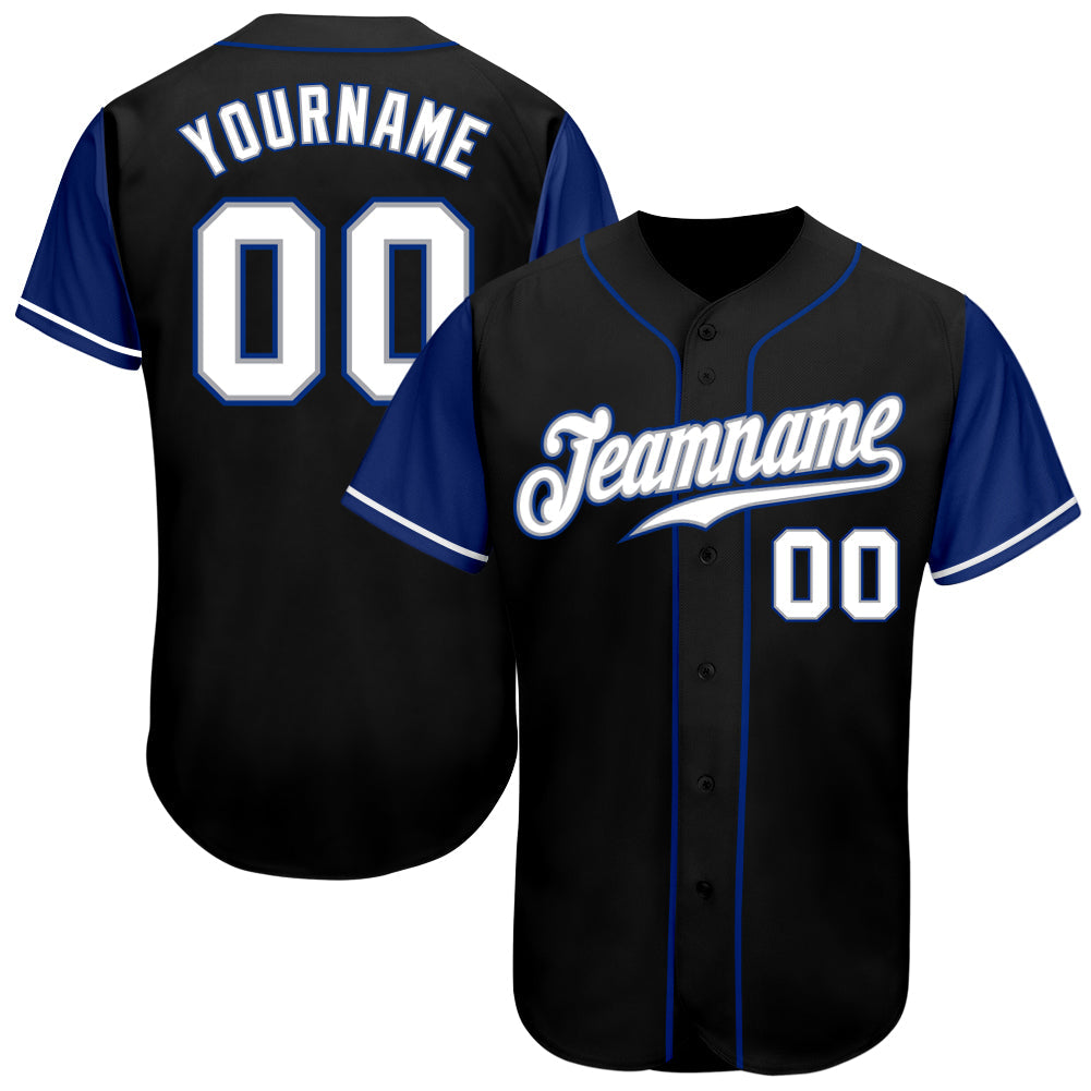 Custom Black White-Royal Authentic Two Tone Baseball Jersey