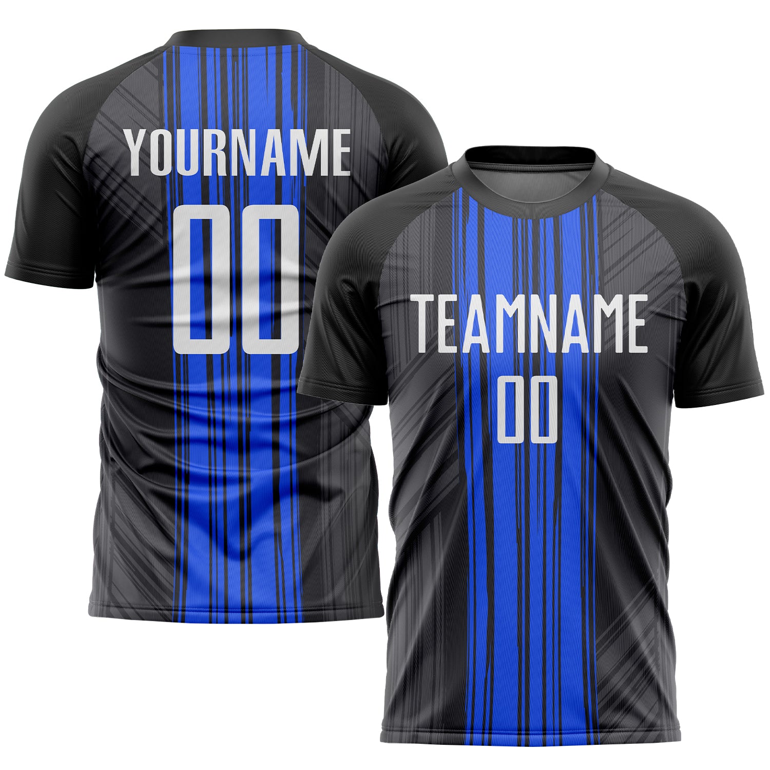 Custom Black White-Royal Sublimation Soccer Uniform Jersey