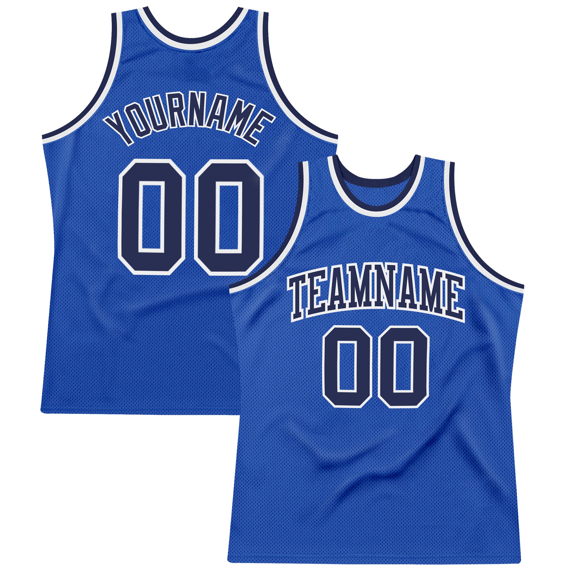 Custom Blue Navy-White Authentic Throwback Basketball Jersey