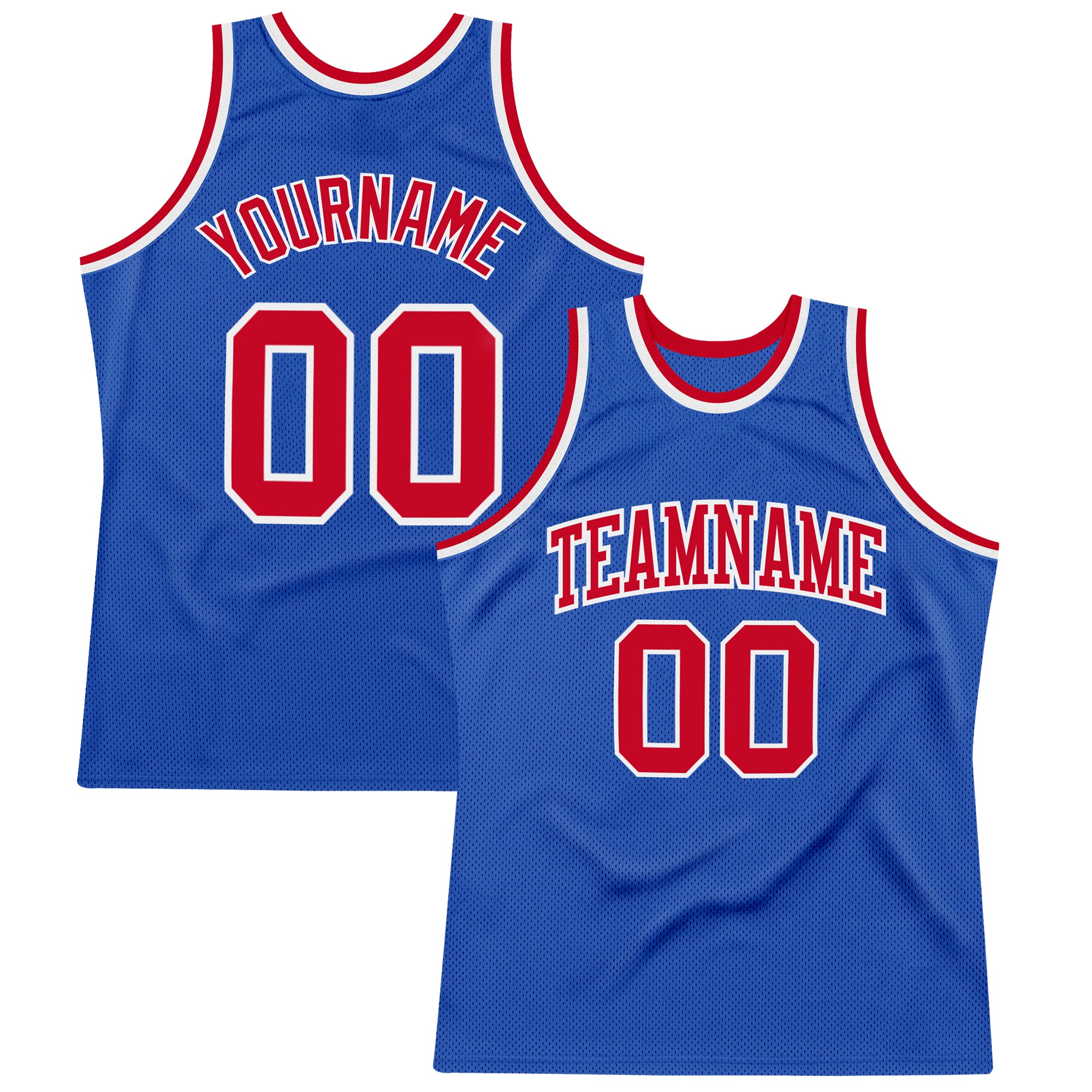 Custom Blue Red-White Authentic Throwback Basketball Jersey