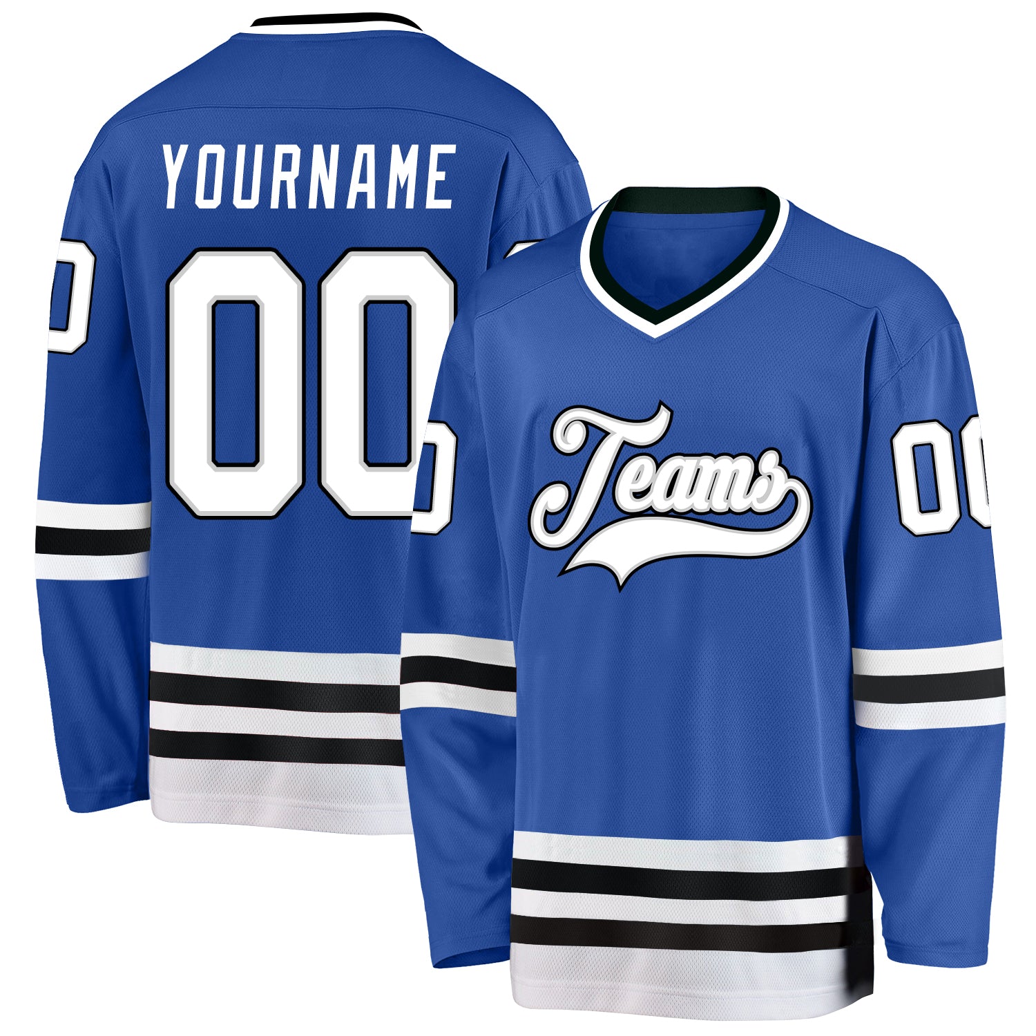 Custom Blue White-Black Hockey Jersey