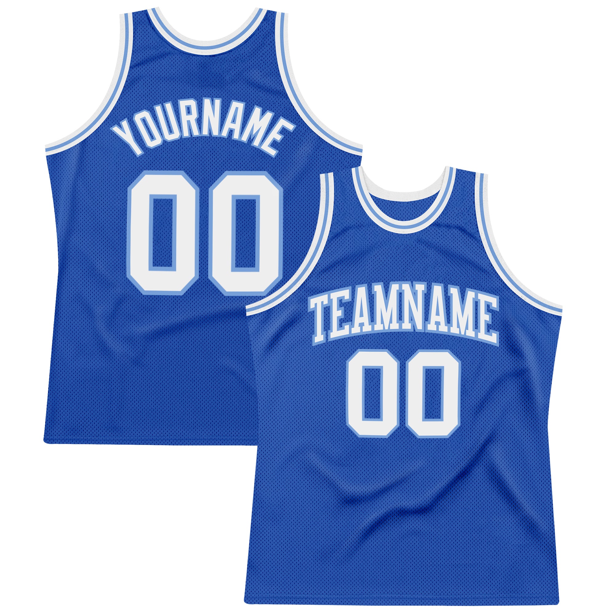 Custom Blue White-Light Blue Authentic Throwback Basketball Jersey