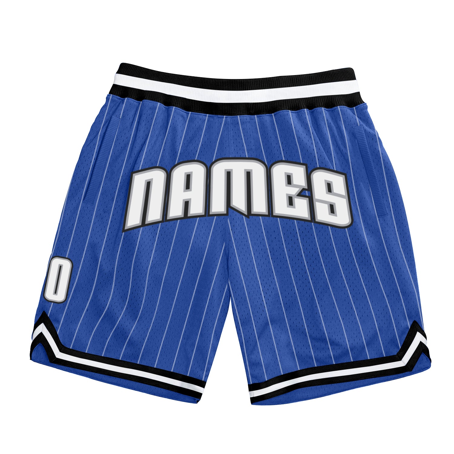 Custom Blue White Pinstripe White-Silver Gray Authentic Basketball Shorts