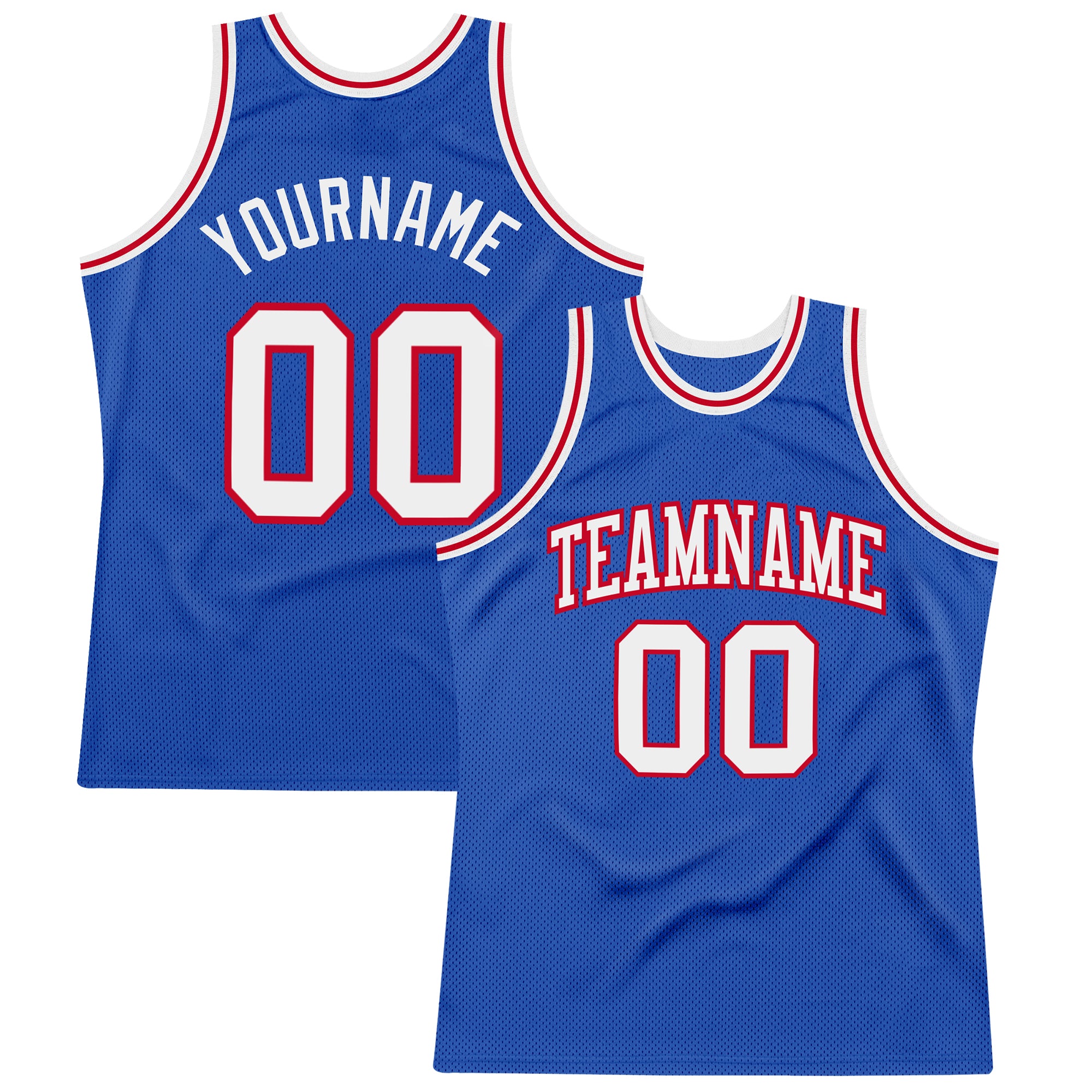 Custom Blue White-Red Authentic Throwback Basketball Jersey