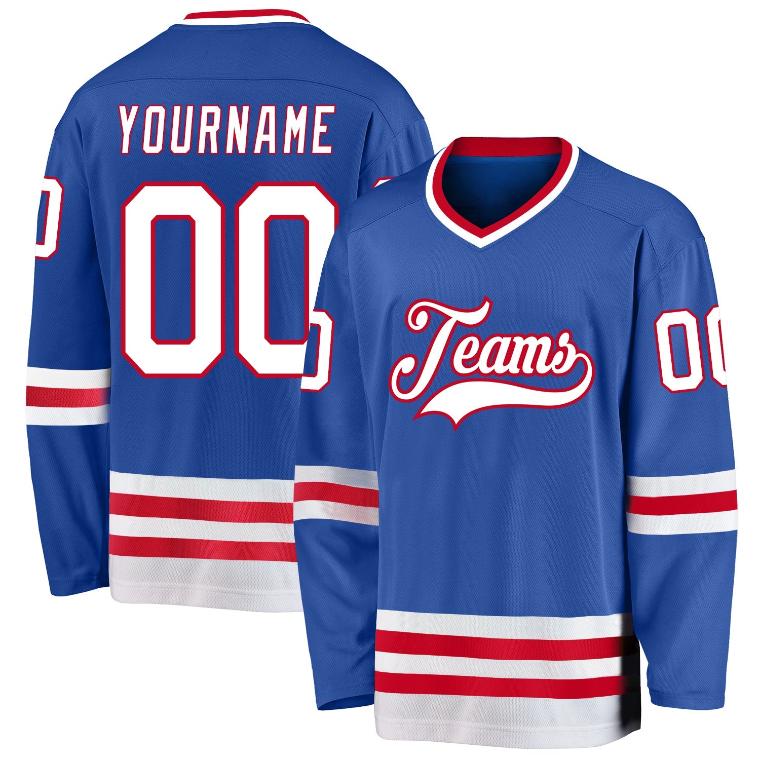 Custom Blue White-Red Hockey Jersey