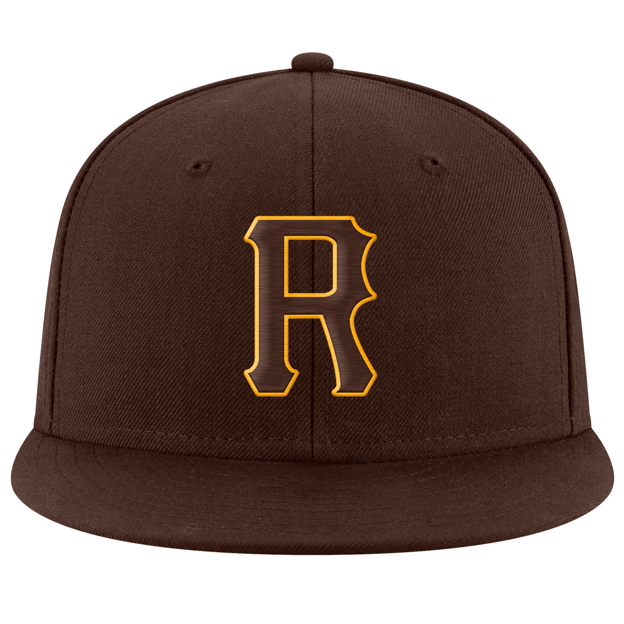 Custom Brown Brown-Gold Stitched Adjustable Snapback Hat