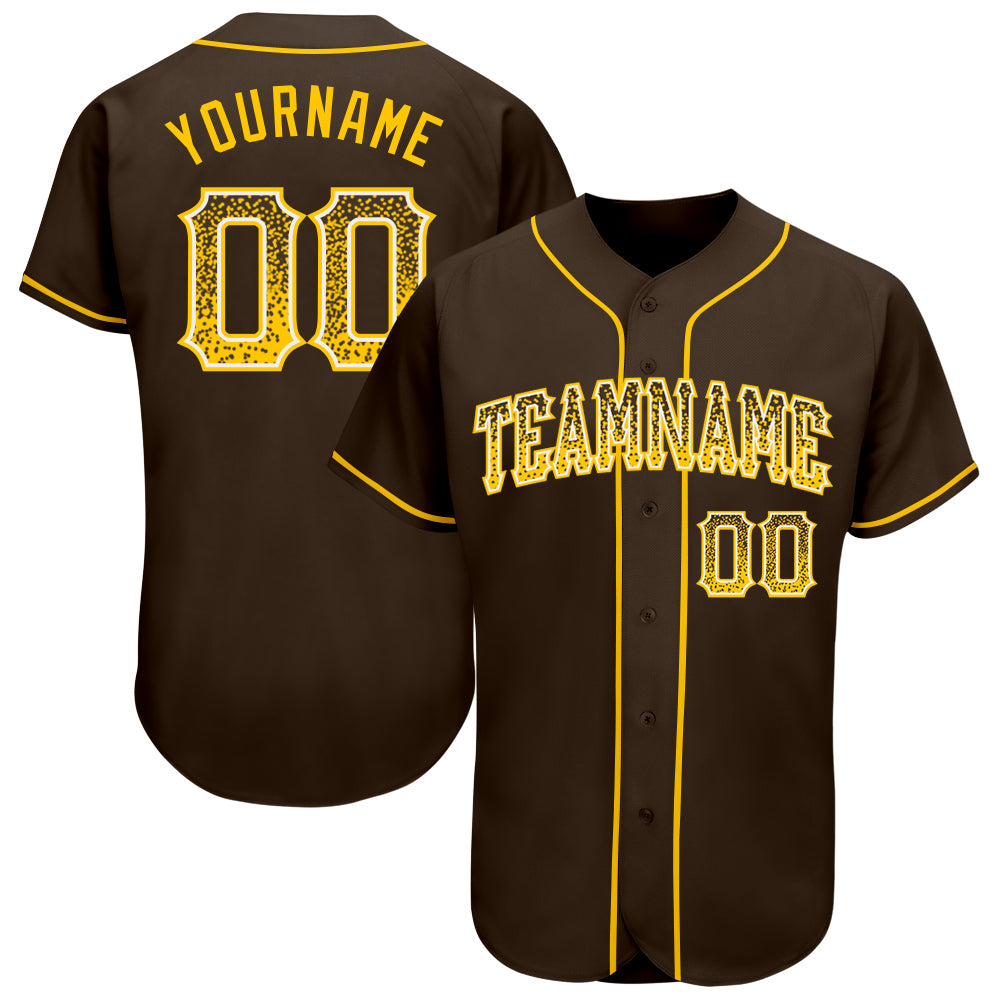 Custom Brown Gold-White Authentic Drift Fashion Baseball Jersey