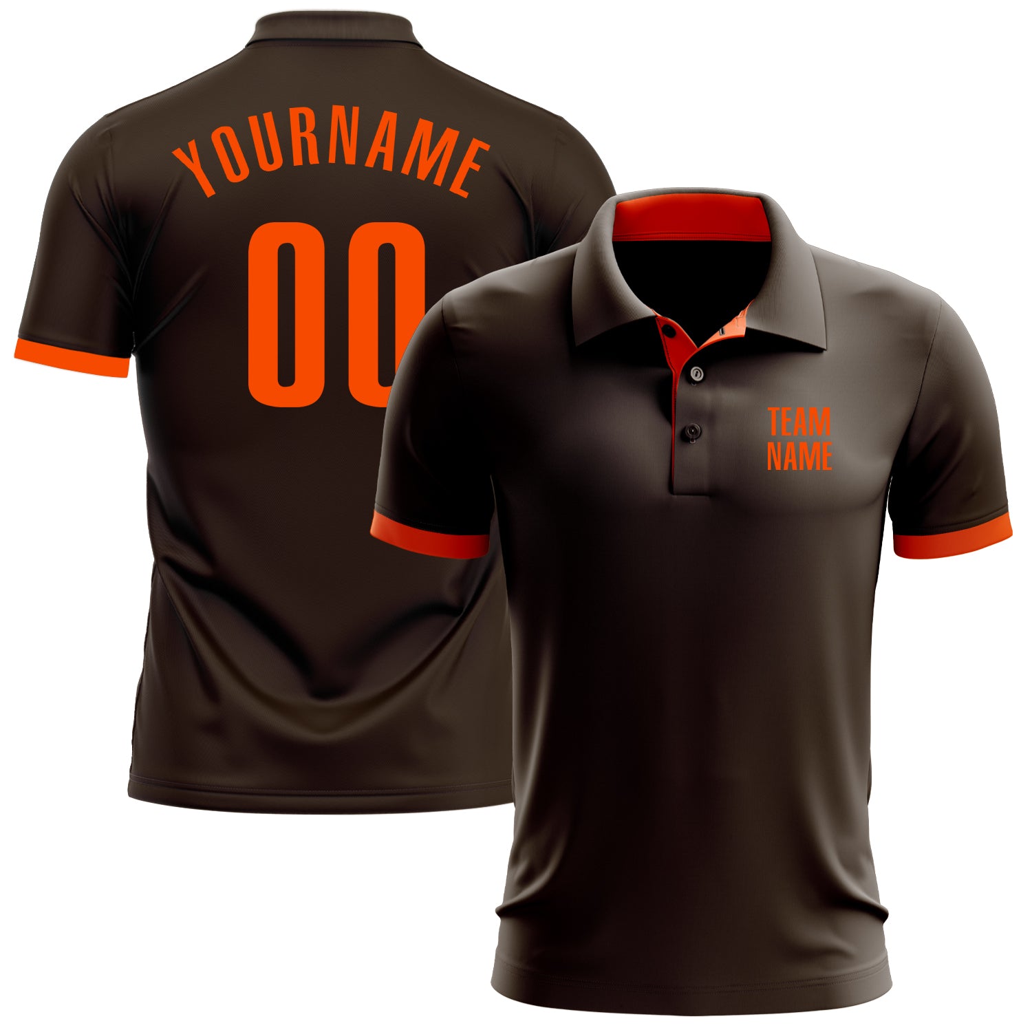 Custom Brown Orange Performance Golf Polo Shirt