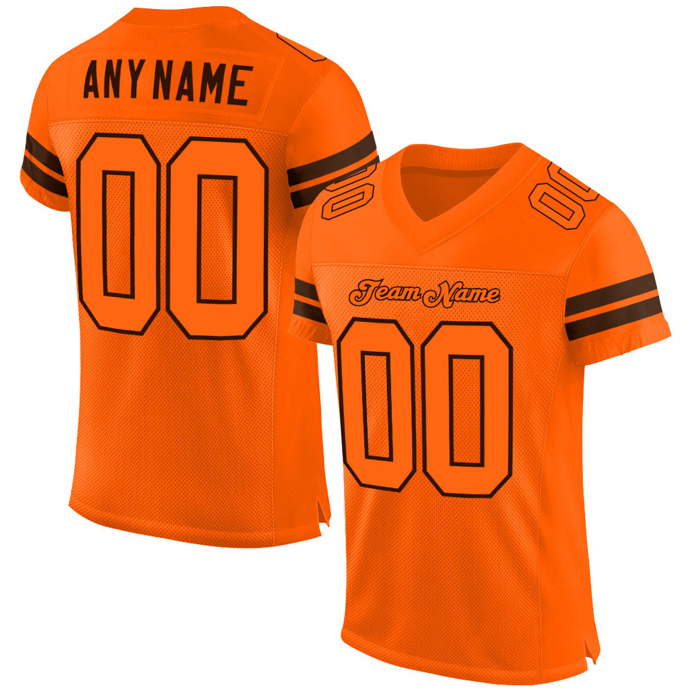 Custom Orange Orange-Brown Mesh Authentic Football Jersey