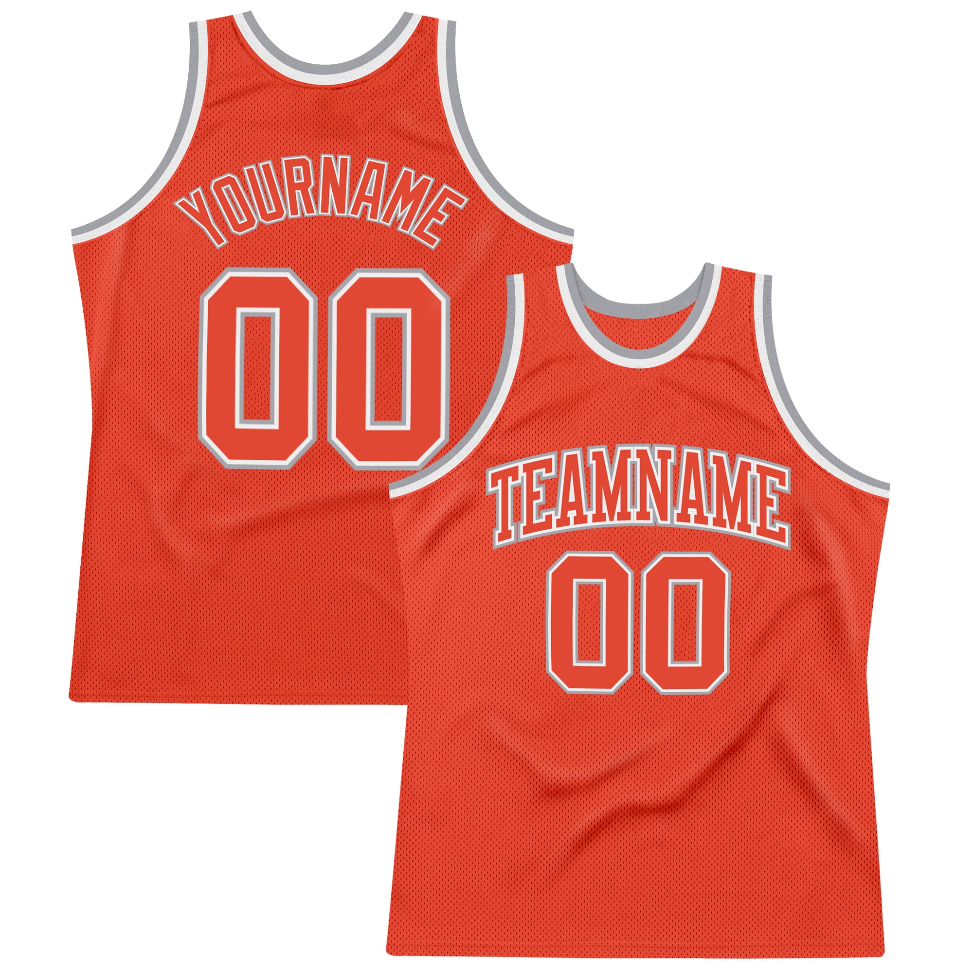 Custom Orange Orange-Silver Gray Authentic Throwback Basketball Jersey